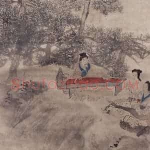 清代 任伯年《东山丝竹图》国画人物作品图片赏析