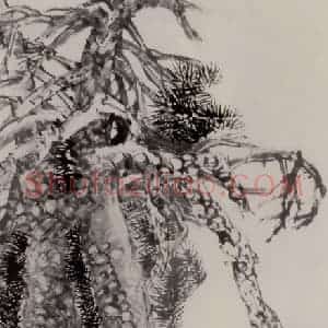 清代 任伯年《三松图》国画山水作品图片赏析