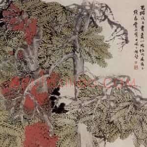 清代 任伯年《树阴观刀图》国画人物作品图片赏析