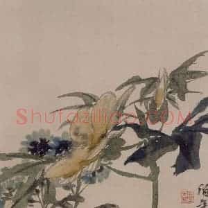 清代 任伯年《花果册八开》国画花鸟作品图片赏析