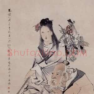 清代 任伯年《献寿图》国画人物作品图片赏析