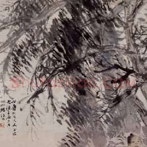 1892年 任伯年《洗马图》国画人物写意作品图片赏析