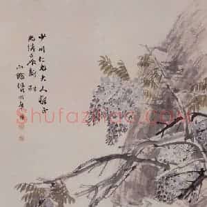 1892年 任伯年《紫藤鸳鸯》国画花鸟写意作品图片赏析