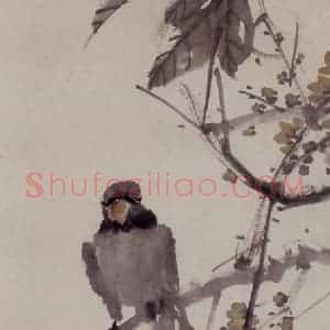 1893年 任伯年《蜡梅鹦鹉》国画花鸟写意作品图片赏析