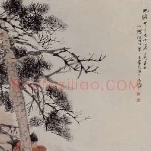 1894年 任伯年《松下闻箫》国画人物写意作品图片赏析