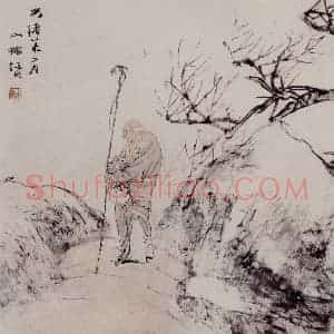1895年 任伯年《人物册三开》国画人物写意作品图片赏析