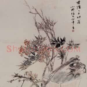 1895年 任伯年《萧斋清供图》国画花鸟写意作品图片赏析