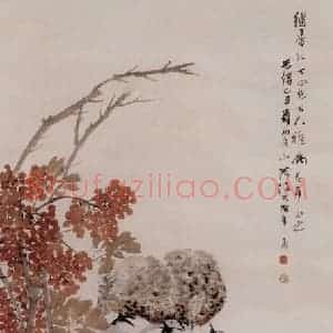 1889年 任伯年《水仙鹌鹑图》国画花鸟写意作品图片赏析