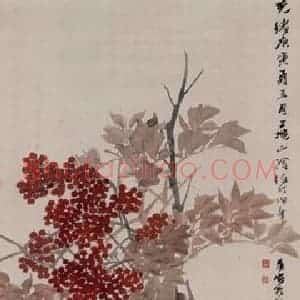 1890年 任伯年《花鸟四条屏》国画花鸟写意作品图片赏析
