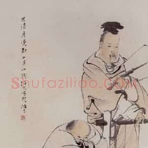 1890年 任伯年《羲之爱鹅图》国画人物写意作品图片赏析