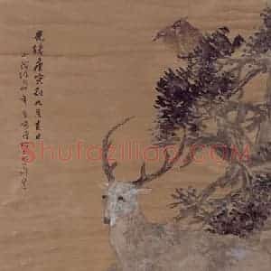 1890年 任伯年《百龄禄寿图》国画花鸟写意作品图片赏析