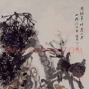 1891年 任伯年《花鸟四条屏》国画花鸟写意作品图片赏析