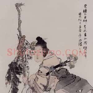 1889年 任伯年《麻姑献寿图》国画人物写意作品图片赏析