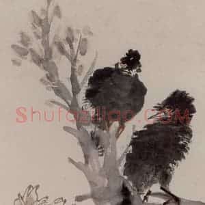 1891年 任伯年《花鸟四条屏》国画花鸟写意作品图片赏析