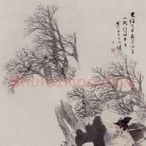 1889年 任伯年《试箭图》国画人物写意作品图片赏析