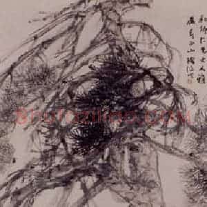 1891年 任伯年《松下漫步图》国画人物写意作品图片赏析