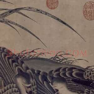 宋代 赵佶《柳鸦芦雁图》国画花鸟作品图片赏析