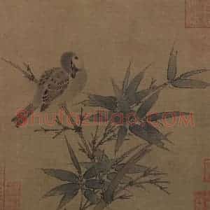 宋代 吴炳《竹雀图》国画花鸟作品图片赏析