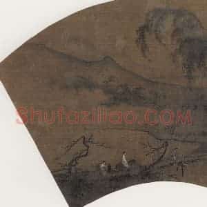 宋代《溪桥归骑图》国画综合作品图片赏析