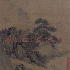 宋代《携琴闲步图》国画综合作品图片赏析