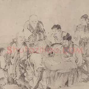 宋代 张激《白莲社图》国画综合作品图片赏析