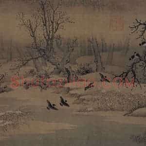 宋代《寒鸦图》国画花鸟作品图片赏析