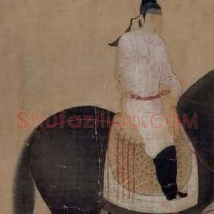 宋代 赵佶（传）《摹张萱虢国夫人游春图》国画综合作品图片赏析