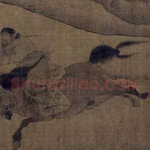 宋代 杨微《二骏图》国画花鸟作品图片赏析
