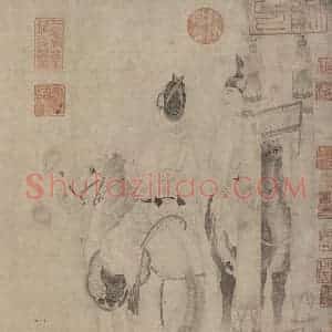 宋代《明皇击球图》国画人物作品图片赏析