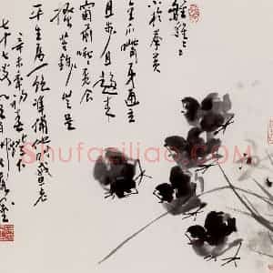 1991年 蒋凤白《窗前觅食》国画花鸟作品图片赏析