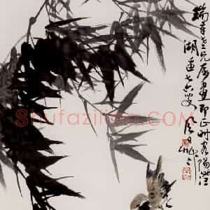 90年代 蒋凤白《竹影临风》国画花鸟作品图片赏析