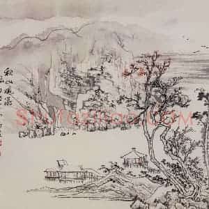 50年代 蒋凤白《秋山观瀑》国画山水作品图片赏析