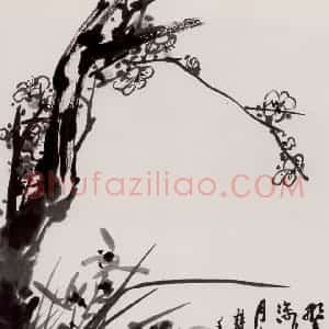 1992年 蒋凤白《墨梅春兰》国画花鸟作品图片赏析