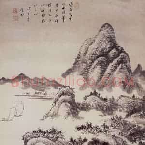 1952年 蒋凤白《拟古之作》国画山水作品图片赏析