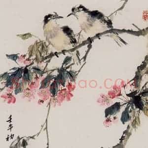 2002年 蒋凤白《白头海棠》国画花鸟作品图片赏析