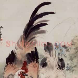 70年代 蒋凤白《鸡》国画花鸟作品图片赏析