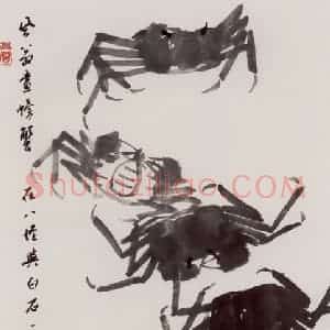 70年代 蒋凤白《蟹》国画花鸟作品图片赏析