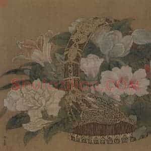 宋代 李嵩《花篮图》国画花鸟作品图片赏析