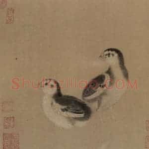 宋朝 李迪《鸡雏待饲图》国画综合作品图片赏析