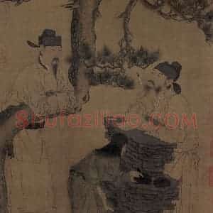 五代 周文矩《文苑图》国画人物工笔作品图片赏析