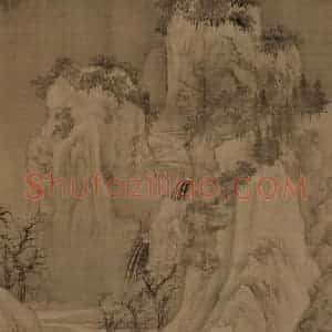 宋代 王诜《渔村小雪图》国画山水工笔作品图片赏析