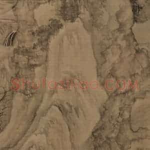 宋代 王诜《渔村小雪图》国画山水工笔作品图片赏析