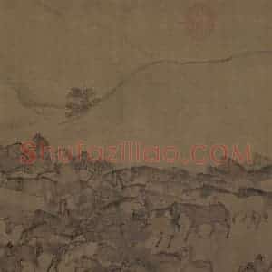 宋代 李公麟《临韦偃牧放图》国画花鸟工笔作品图片赏析