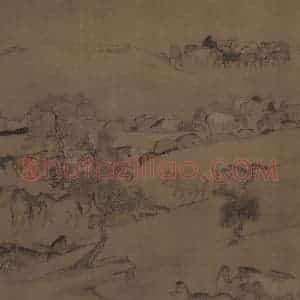 宋代 李公麟《临韦偃牧放图》国画花鸟工笔作品图片赏析