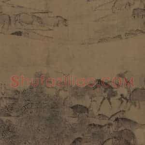 宋代 李公麟《临韦偃牧放图》国画花鸟工笔作品图片赏析