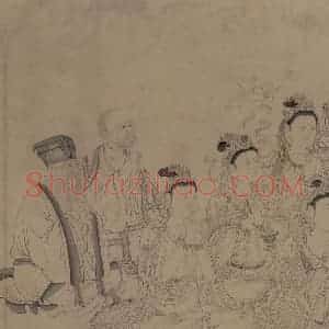 宋代 李公麟《维摩演教图》国画人物工笔作品图片赏析