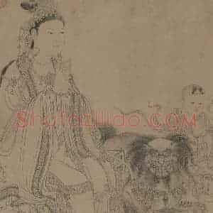 宋代 李公麟《维摩演教图》国画人物工笔作品图片赏析