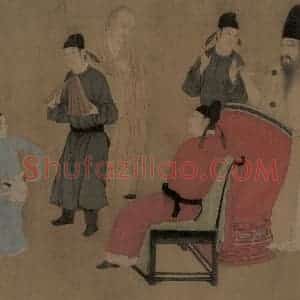五代 顾闳中《韩熙载夜宴图》国画人物工笔作品图片赏析
