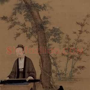 宋代 赵佶《听琴图》国画综合作品图片赏析