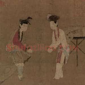 宋代《杂剧(打花鼓)》国画人物作品图片赏析